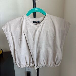 Zara Light Beige Elastic Hem Top